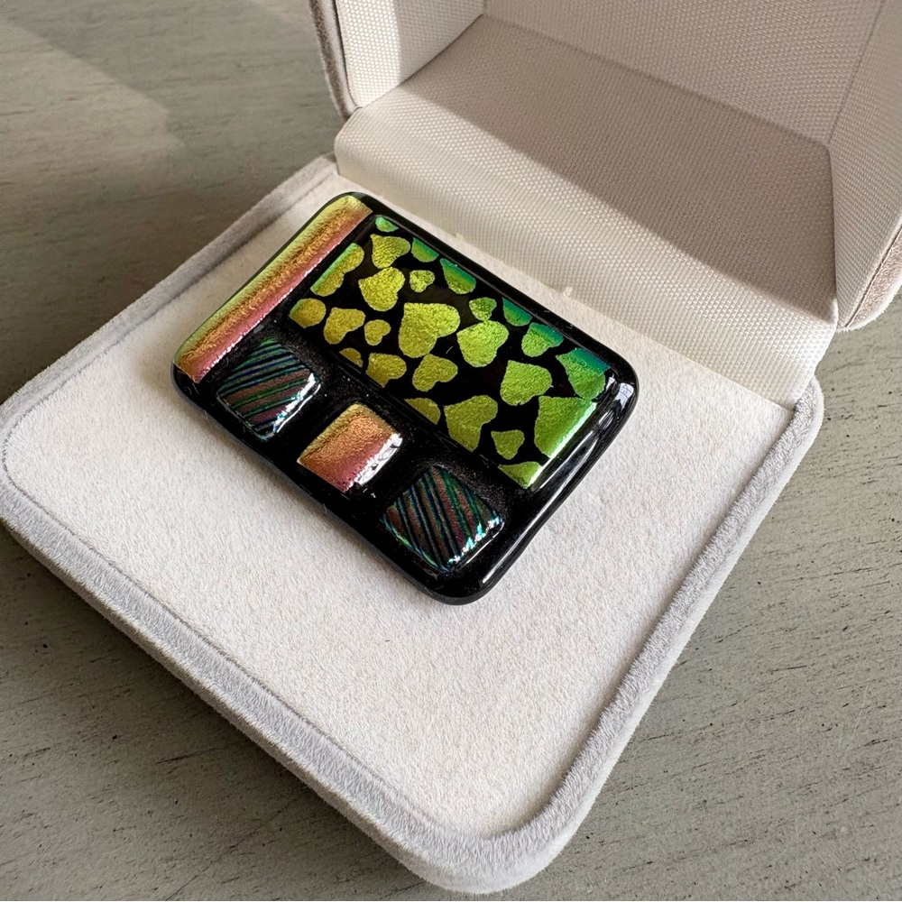 Geometric Vibrant Multicolor Rectangular Brooch P… - image 5